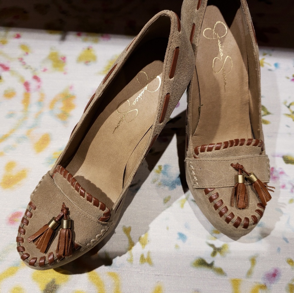 JESSICA SIMPSON suede fringe vintage insp. Heels